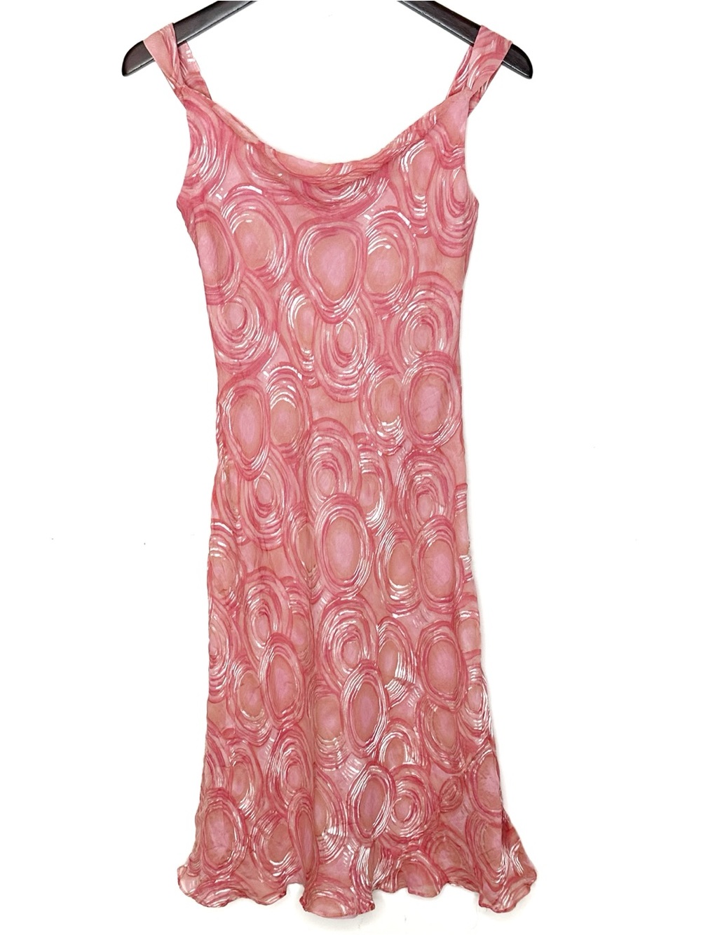 Vintage Y2K Gharani Strok Silk Blend Dress Pink Abstract Size US 6 / UK 10